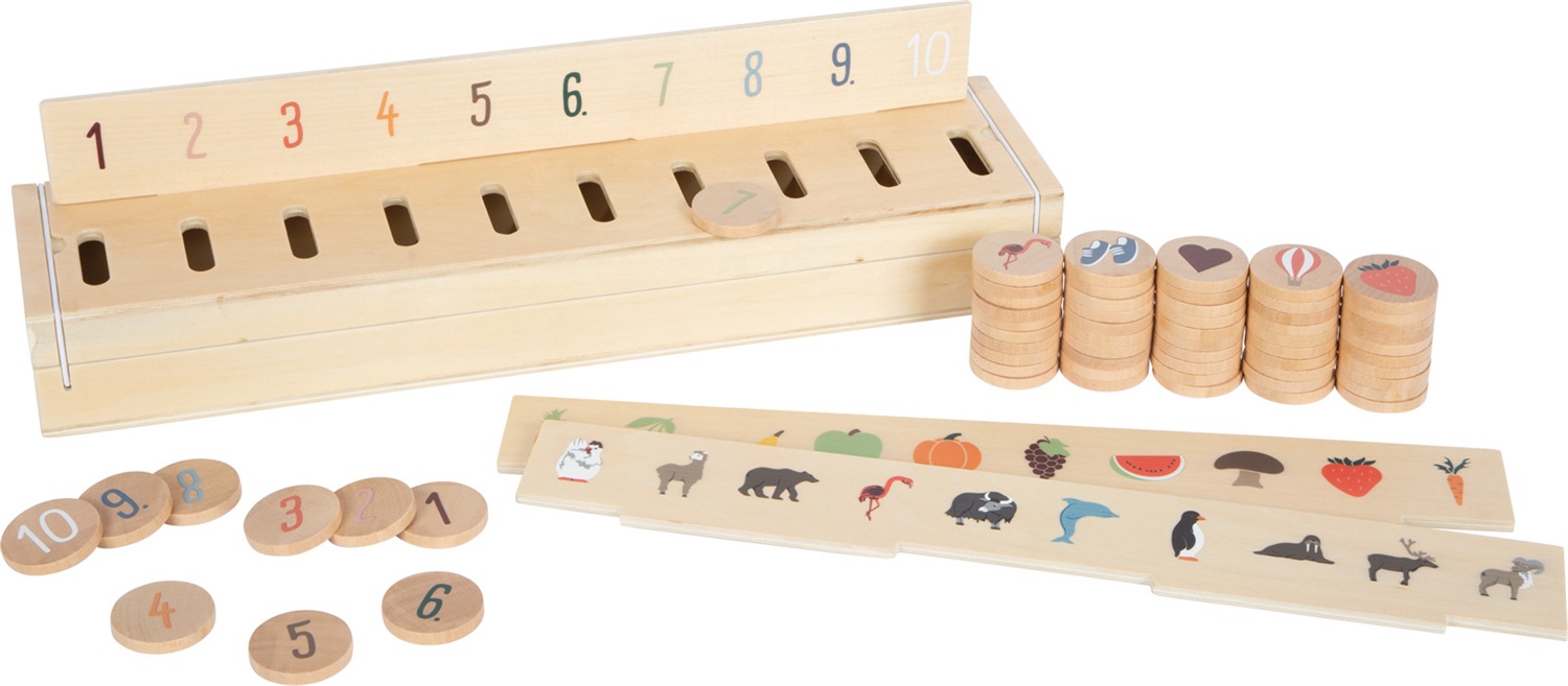 small foot® Scatola di Smistamento Immagini in Legno - 60 Tessere Illustrate Tematiche per Bambini dai 3 Anni
