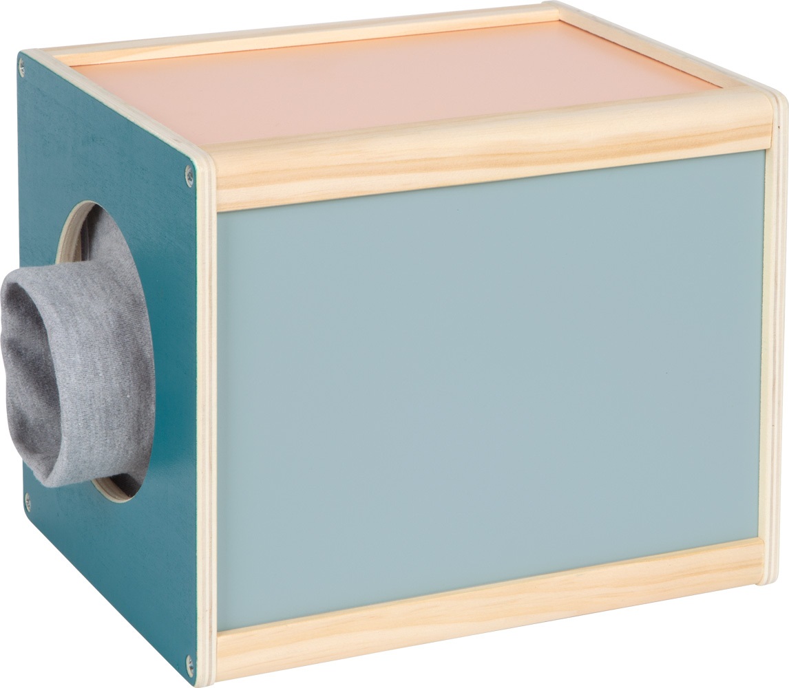 small foot Scatola Tattile Sensory - Gioco Sensoriale in Legno per Bambini dai 3 Anni con Aperture Laterali e Polsini in Velcro