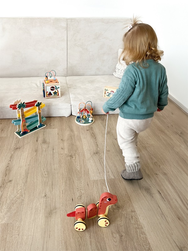 small foot Pista per Biglie Dino in Legno FSC 100% Certificato - Giocattolo per Sviluppo delle Abilità Motorie per Bambini dai 18 Mesi