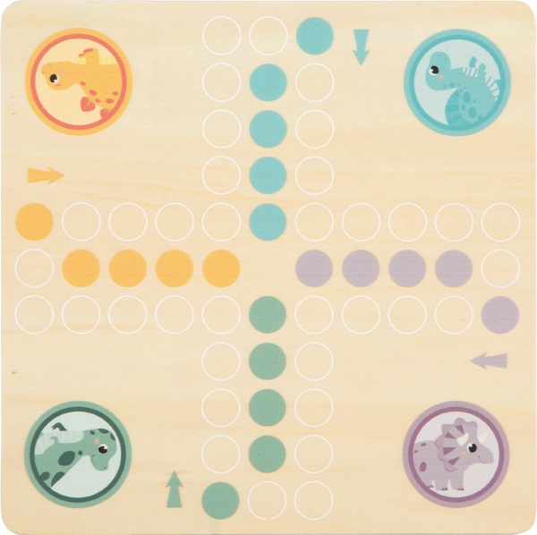 Small foot Ludo Dino - Gioco da Tavolo in Legno per Bambini dai 3 Anni con Dado Extra-Large e Pedine Dinosauri