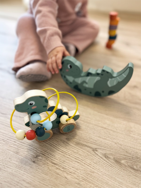 Small foot Gioco di Equilibrio Dino in Legno FSC - 14 Pezzi, per Bambini dai 3 Anni