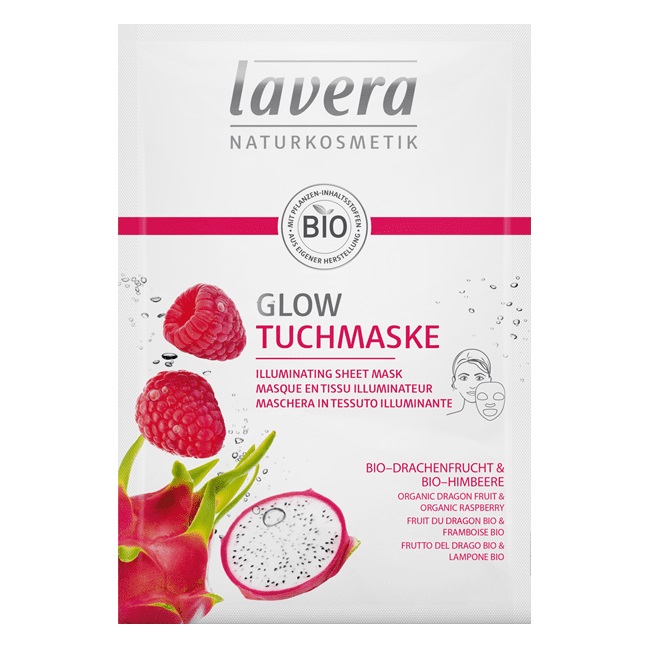 Lavera Maschera per il Viso in Fogli 21 ml - Idratante con Frutto del Drago e Lampone Biologico
