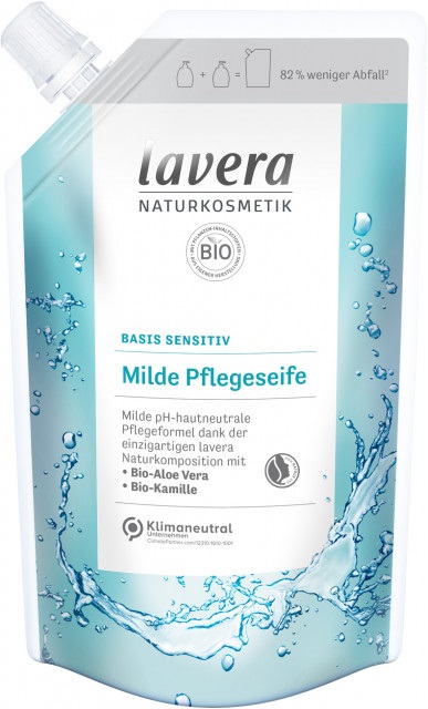 Lavera Sapone Liquido Delicato Ricarica 500 ml - Formula Biodegradabile con Aloe Vera e Camomilla