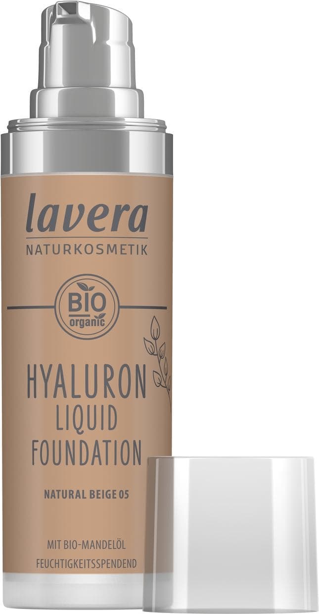 Lavera Hyaluron Liquid Foundation 30 ml - Natural Beige 05 - Fondotinta Liquido Naturale, Vegano, Texture Setosa, Privo di Olio Minerale, con Acido Ialuronico e Olio di Mandorle