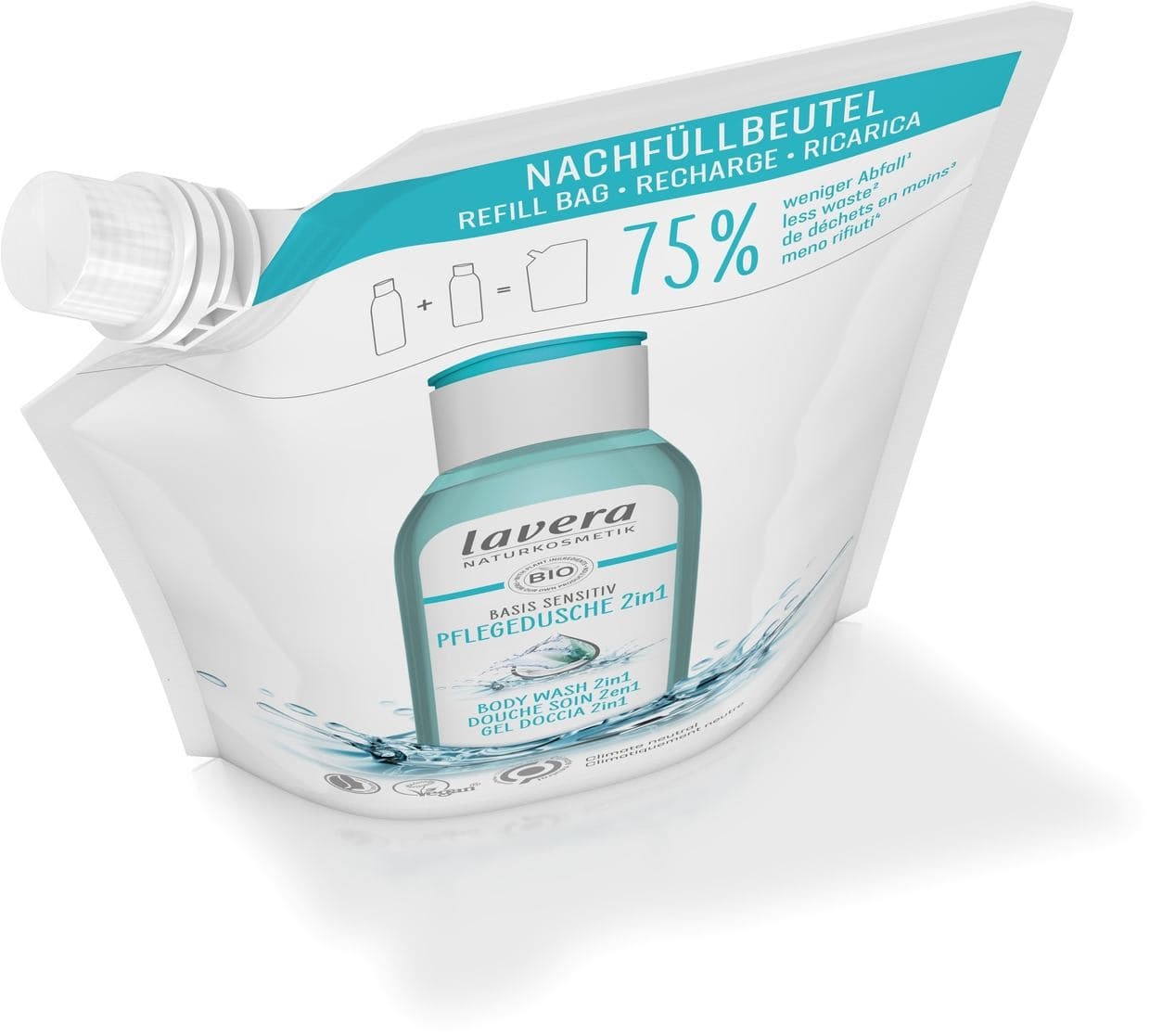 Lavera Basis Sensitiv Gel Doccia 2in1 500 ml - Aloe Vera Biologica e Cheratina Vegetale, Deterge Corpo e Capelli