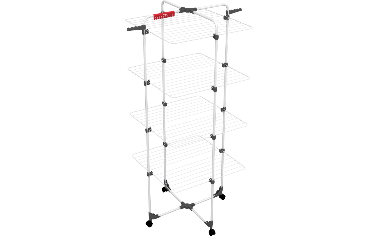 Vileda Mixer 4 Stendibiancheria da Pavimento Bianco - 4 Ripiani, 40m di Superficie, con Ruote Piroettanti
