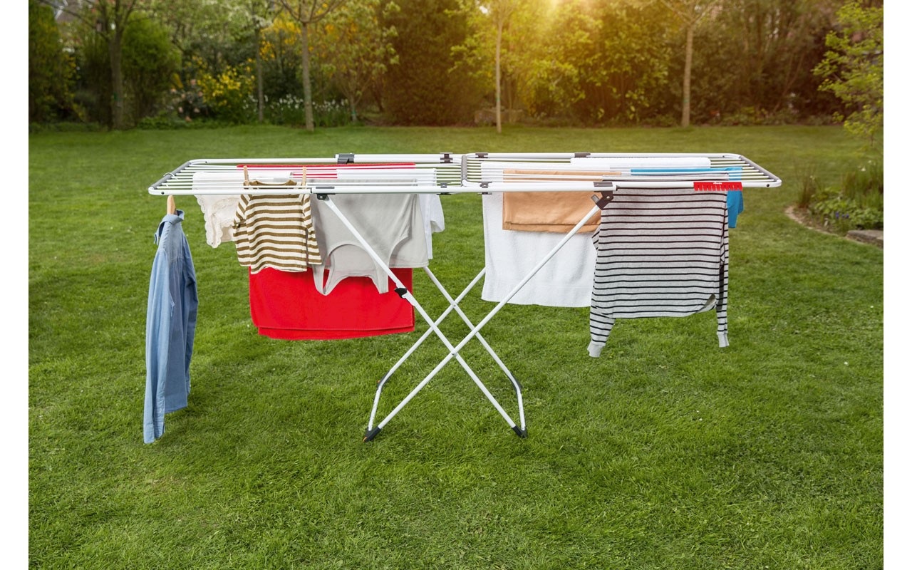 Vileda Doble Stendibiancheria Doppio Estensibile con Ruote - Maxi 22 m in Alluminio/Resina, Griglie Indipendenti e Accessorio Porta Calzini