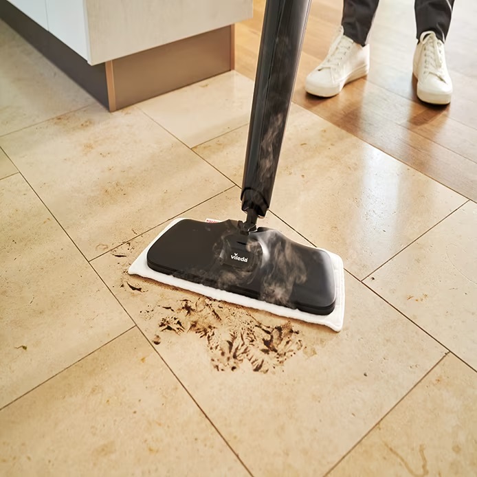 Vileda Steam XXL Plus - Pulitore a vapore portatile 1550 W, 0,4 L, Nero, Piastra 40 cm, Rimuove fino al 99,9% dei batteri