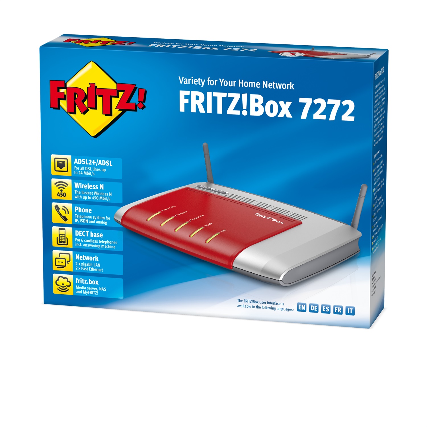 AVM FRITZ!Box 7272 Router Wireless N 450 Mbit/s con Modem DSL e Switch 4 Porte Gigabit Ethernet