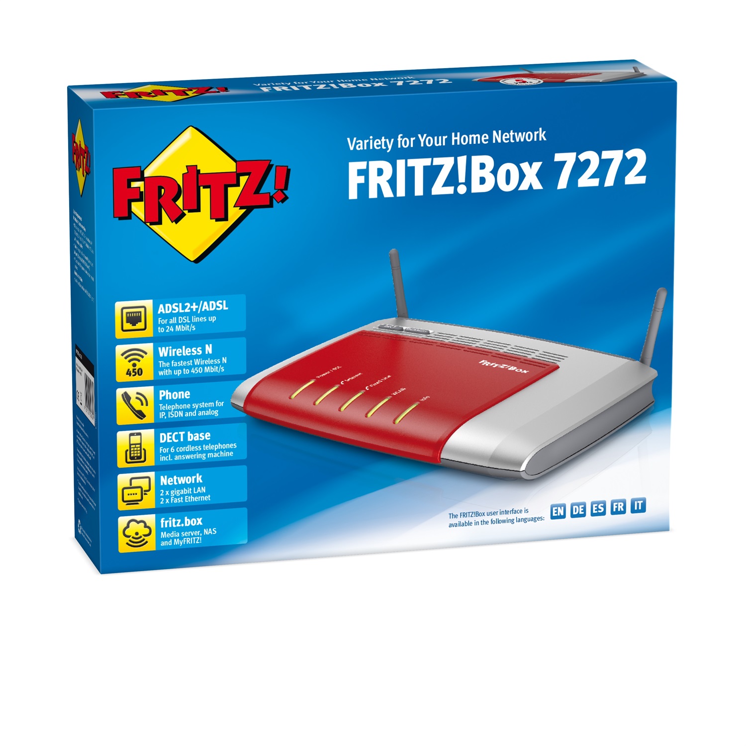 AVM FRITZ!Box 7272 Router Wireless N 450 Mbit/s con Modem DSL e Switch 4 Porte Gigabit Ethernet
