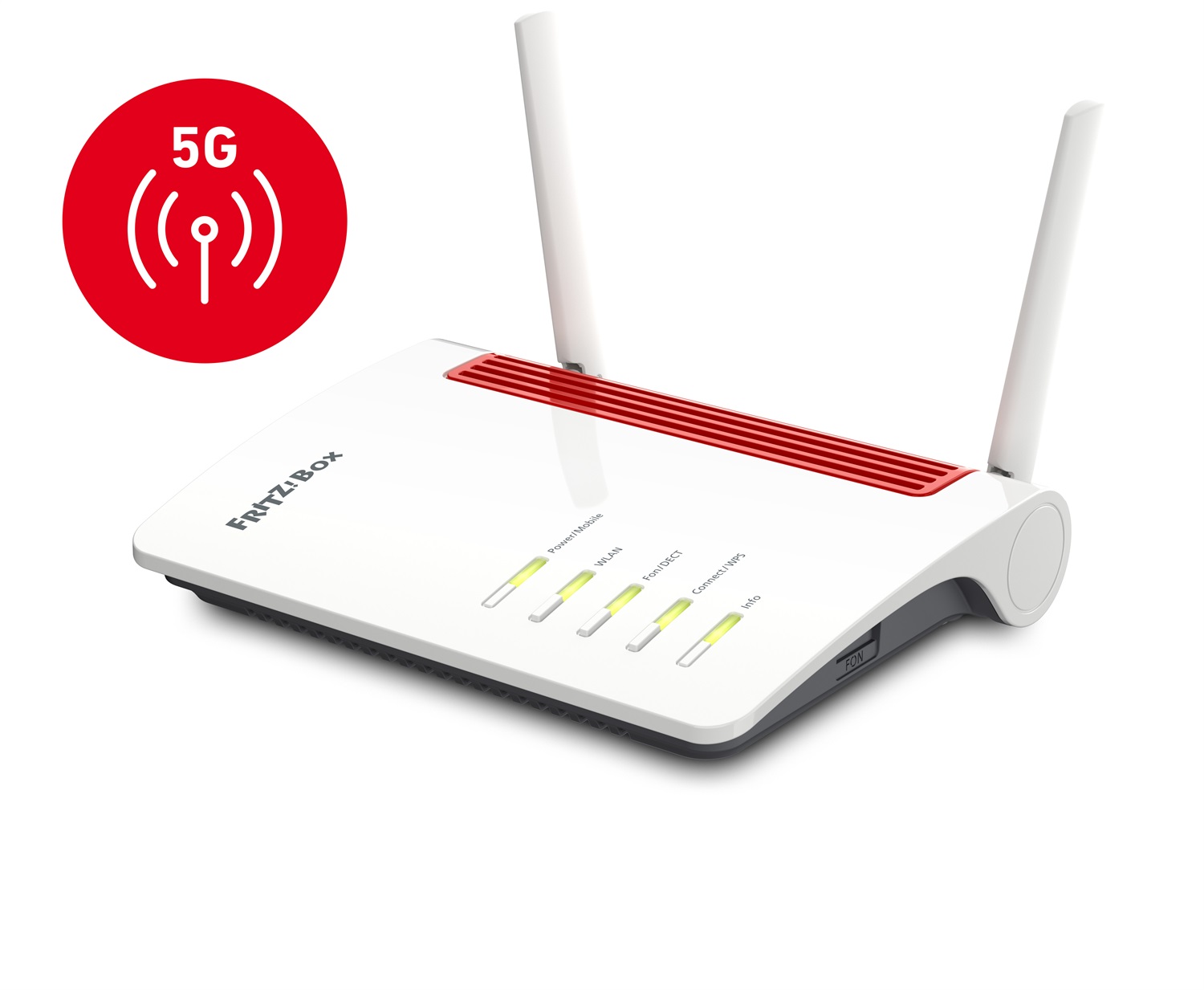 AVM FRITZ!Box 6850 5G Router Modem Dual-band Wi-Fi fino a 1.266 Mbit/s, 4x Gigabit Ethernet, USB 3.0, VoIP, Base DECT, SIM Slot, Bianco