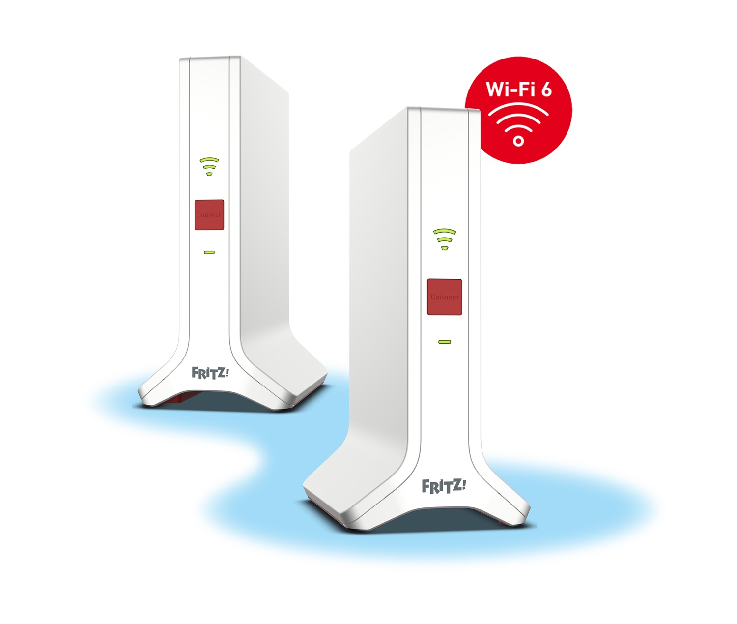 AVM FRITZ!Repeater Mesh Set 4200 - Ripetitore di rete Dual-band Wi-Fi 6E fino a 4200 Mbit/s, set da 2 pezzi, Rosso e Bianco