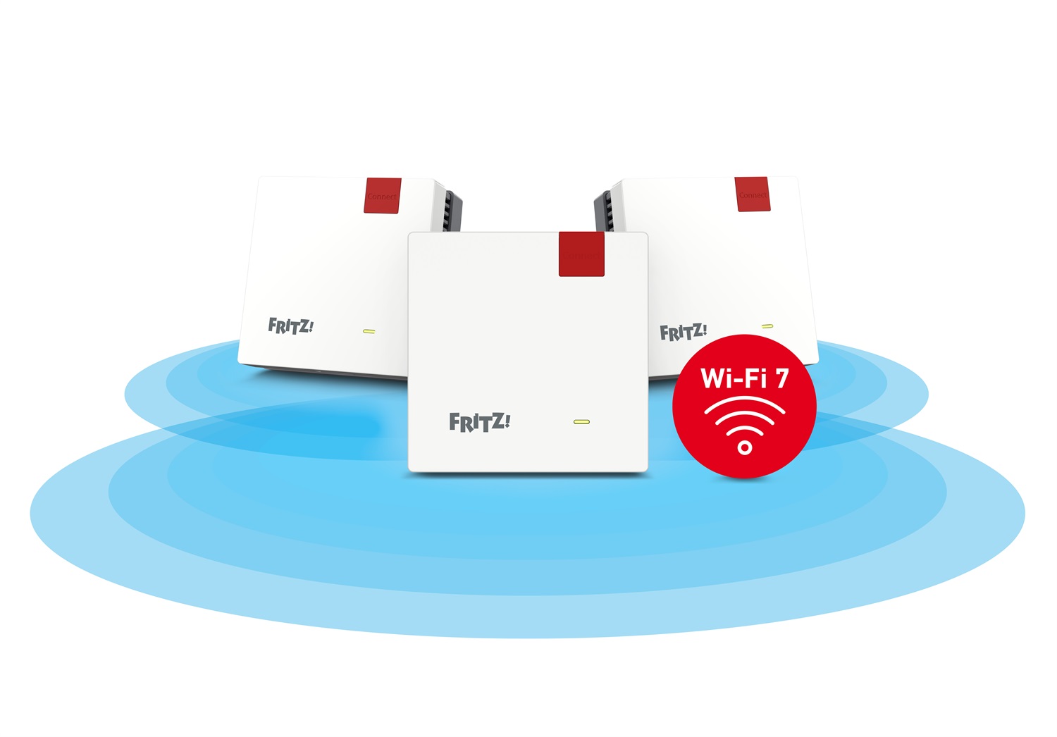 FRITZ!Mesh Set 1700 - Set da 3 Ripetitori Wi-Fi 7 fino a 3.600 Mbit/s con Copertura per 5-7 Stanze e Configurazione Semplice