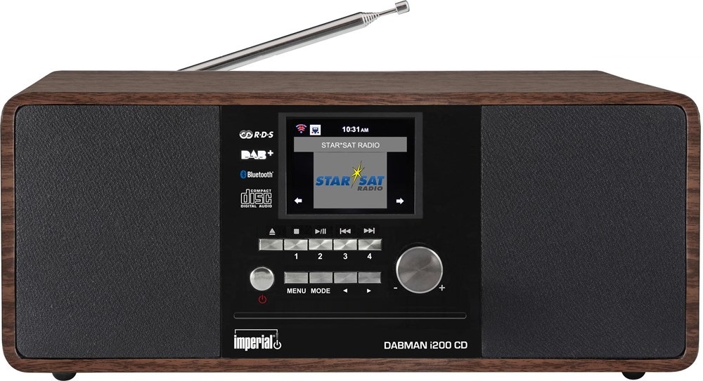 Imperial DABMAN i200 CD Digitale 20W con DAB , FM, Internet Radio e Riproduzione MP3 in Legno Noce