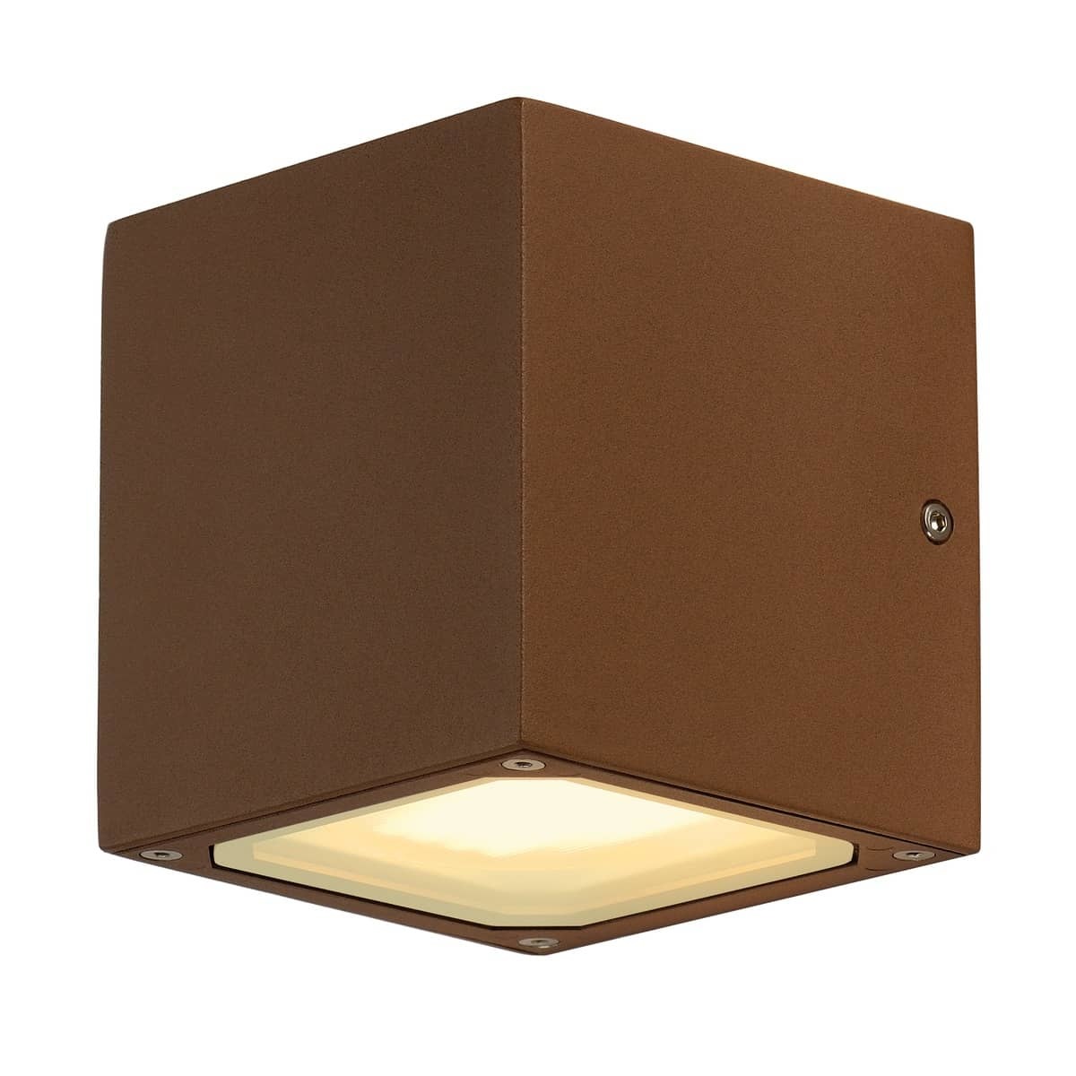 SLV SITRA CUBE Lampada da Parete Outdoor Ruggine IP44 E27 Max 18W - Design Minimo ed Elegante