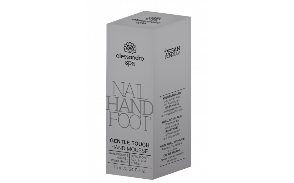 Alessandro Gentle Touch Hand Mousse 75 ml - Idratante con Acido Ialuronico e Finocchio Marino per Mani Secche e Sensibili