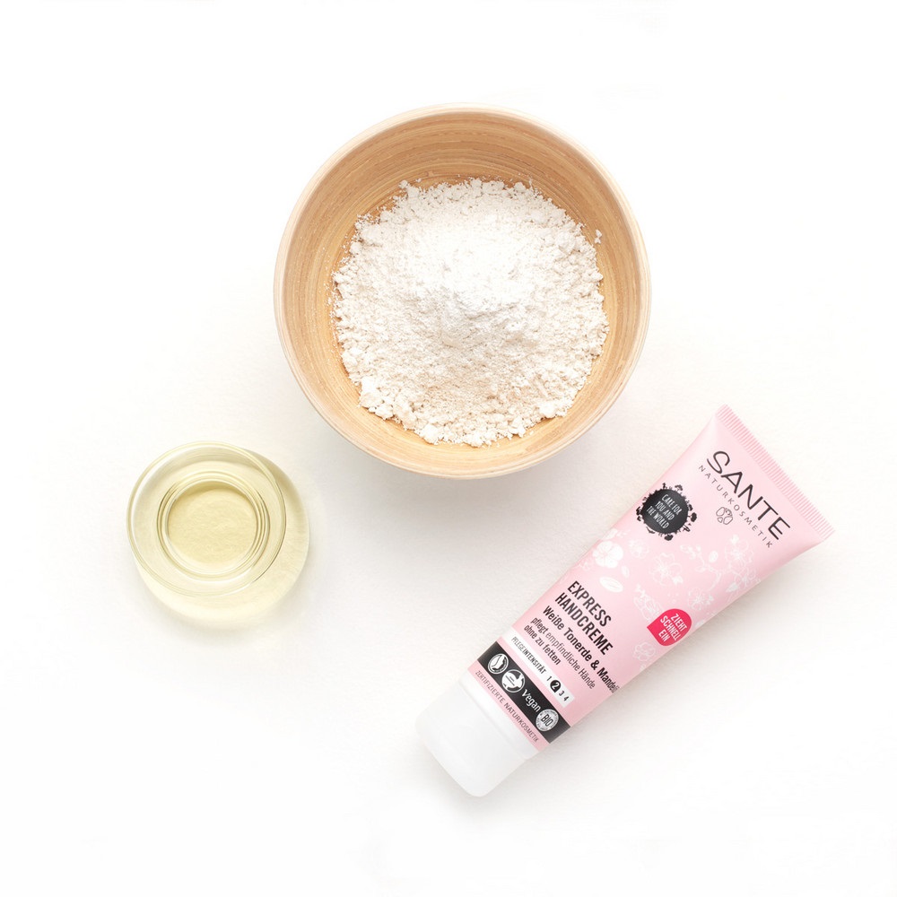 Sante Naturkosmetik Crema per le Mani Express 75 ml - Idratante, Senza Pellicola Grassa, con Olio di Mandorle, Vegan