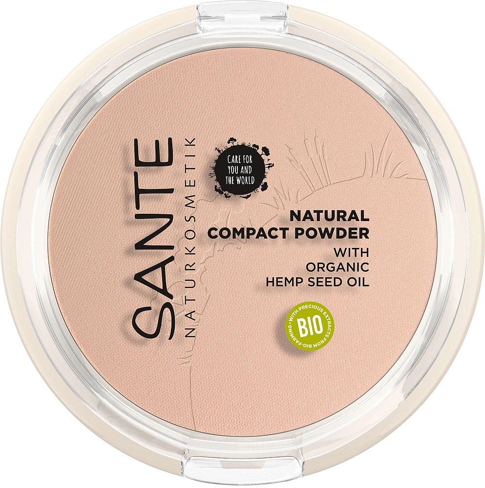 SANTE Naturkosmetik Natural Compact Powder 01 Cool Ivory - Polvere Compatta 9 g con Olio di Semi di Canapa Biologico, Finitura Opaca e Naturale