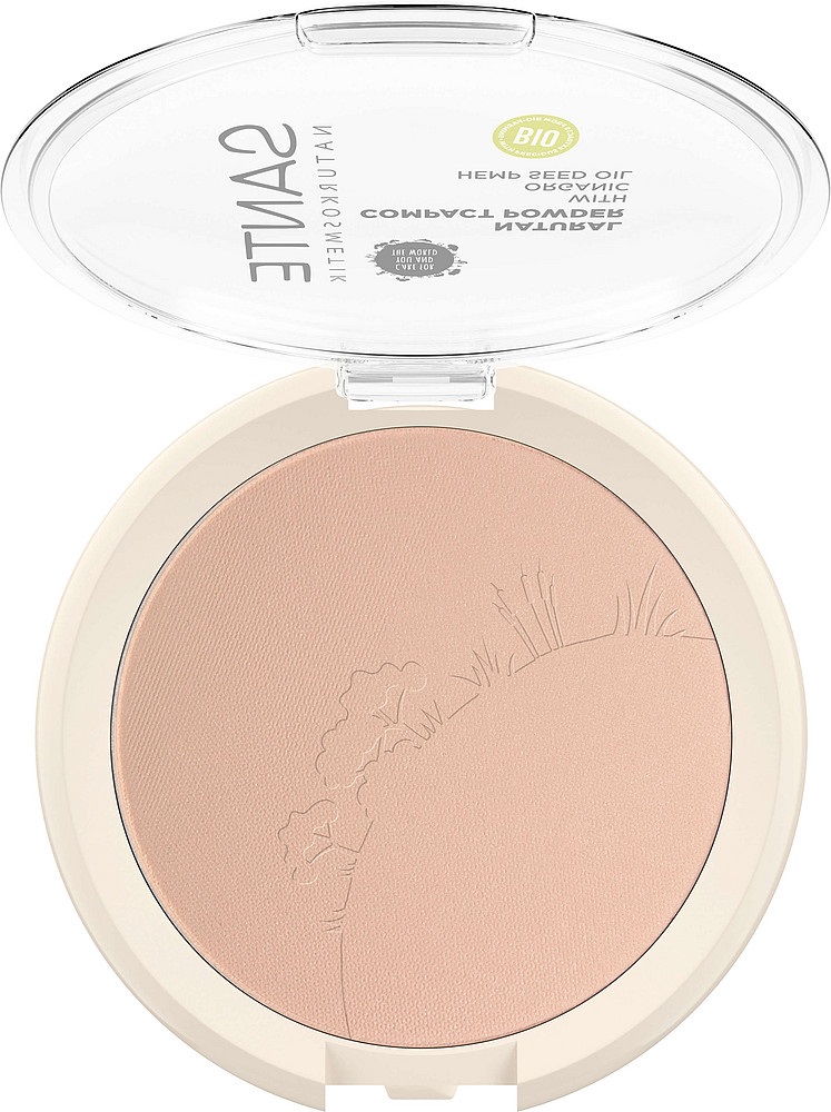 SANTE Naturkosmetik Natural Compact Powder 01 Cool Ivory - Polvere Compatta 9 g con Olio di Semi di Canapa Biologico, Finitura Opaca e Naturale
