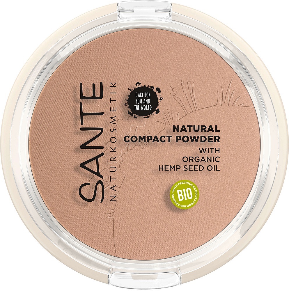 Sante Natural Compact Powder 02 Neutral Beige - 9 g, Opacizzante e Fissante per un Colorito Naturale con Olio di Semi di Canapa Biologico
