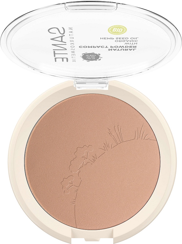 Sante Natural Compact Powder 02 Neutral Beige - 9 g, Opacizzante e Fissante per un Colorito Naturale con Olio di Semi di Canapa Biologico