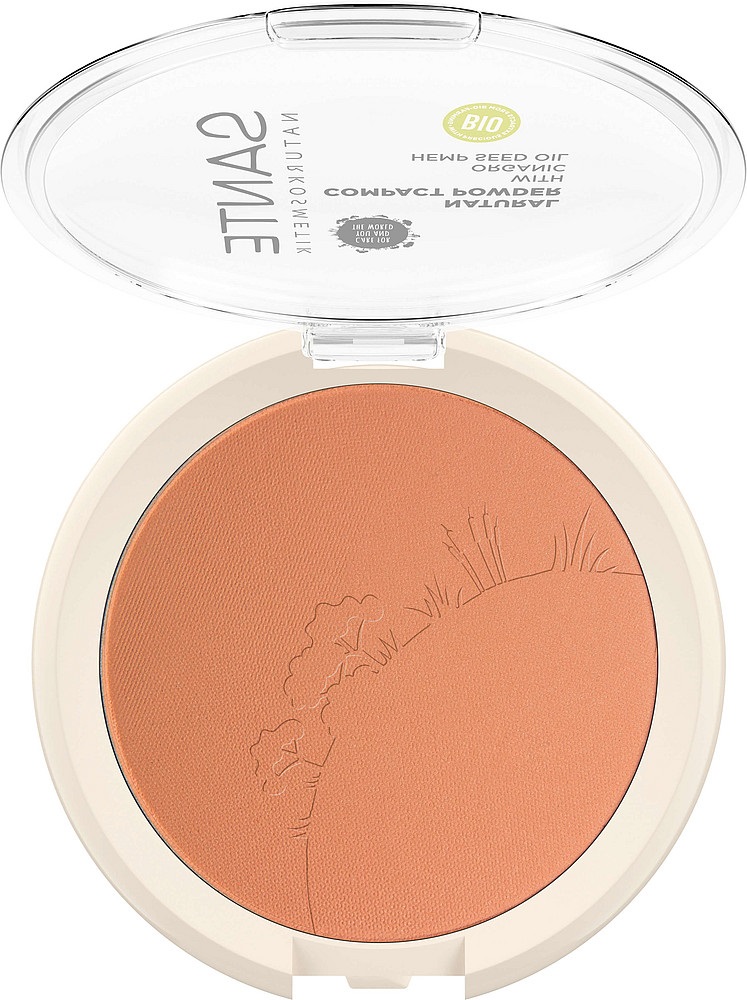 Sante Naturkosmetik Polvere Compatta 03 Warm Honey - 9 g, Copertura Leggera a Media, Finitura Opaca con Olio di Semi di Canapa
