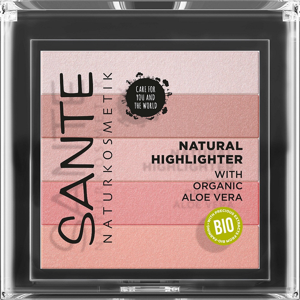 Sante Naturkosmetik Illuminante Viso 02 Rose 7 g - Highlighter Naturale con Pigmenti Riflettenti e Trattamento Lenitivo