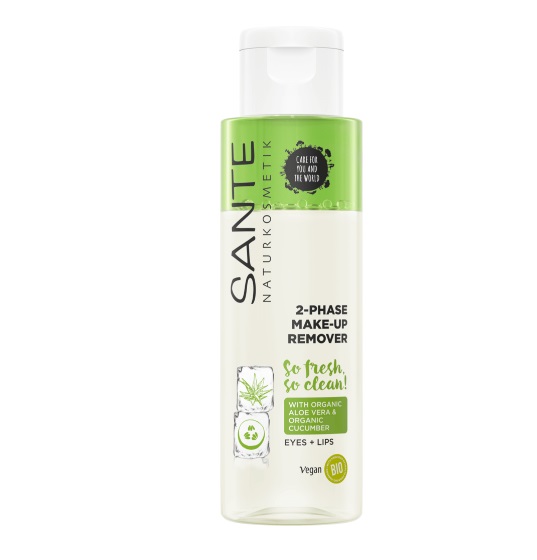 Sante Struccante Bifasico 110 ml - Delicato e Lenitivo con Aloe Vera e Cetriolo Biologico, Rimuove Trucco Impermeabile, Vegano