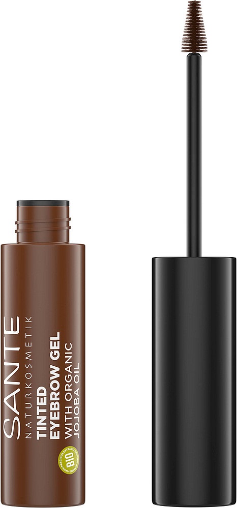 Sante Naturkosmetik Gel per Sopracciglia Tinted Eyebrow Gel 02 Brownie - Fissa e Riempie con Pigmenti Naturali, 3,5 ml