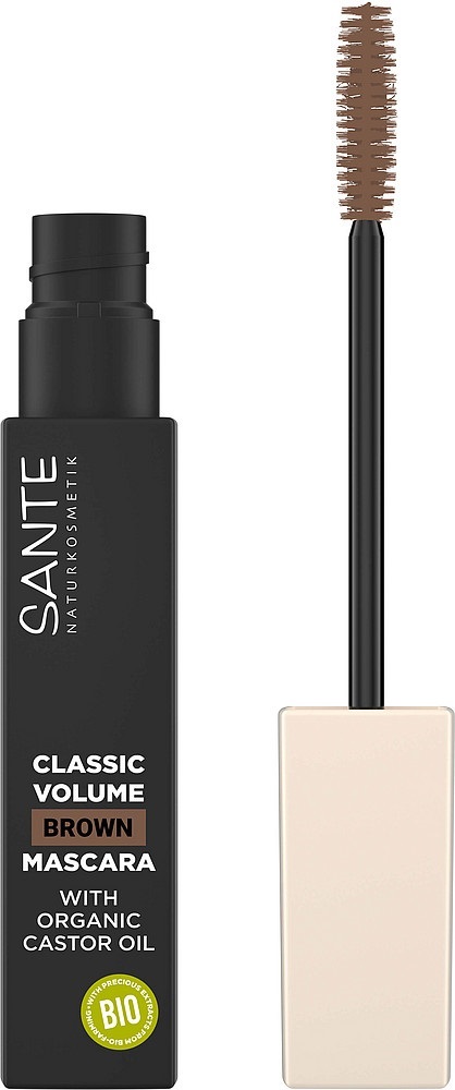 SANTE Naturkosmetik Mascara Classic Volume 02 Brown - Mascara Marrone 8 ml con Cere Naturali e Olio di Ricino Biologico, Vegan