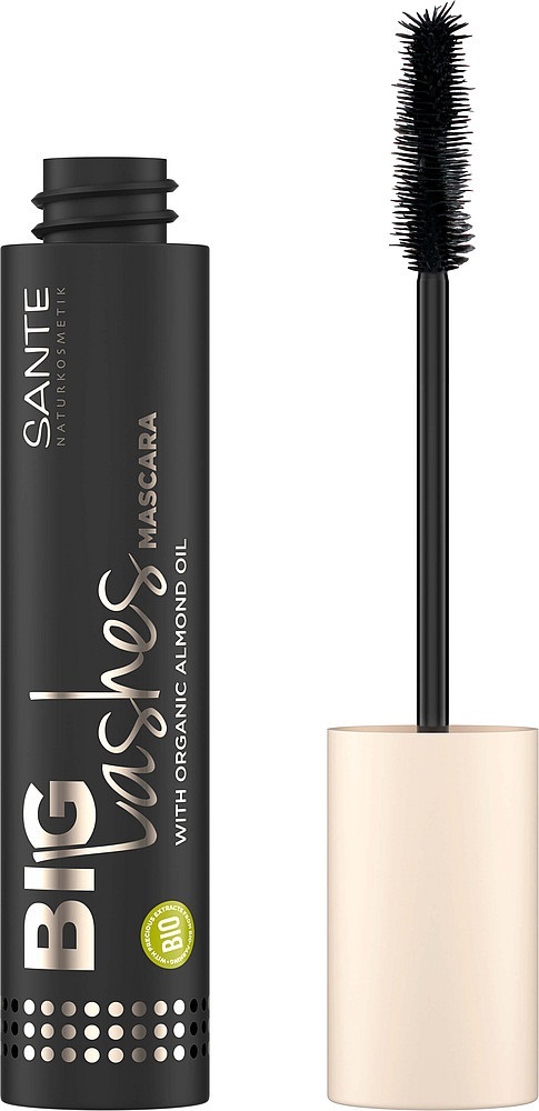Sante Naturkosmetik Big Lashes Mascara 10 ml - 01 Nero, Allungante e Volumizzante con Scovolino Vegano
