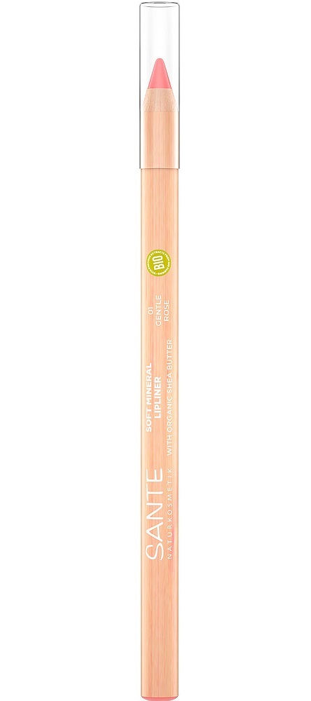 Sante Naturkosmetik Soft Mineral Lipliner 01 Gentle Rose - Matita per Contorno Labbra Morbida e Duratura con Burro di Karité, 1,14 g
