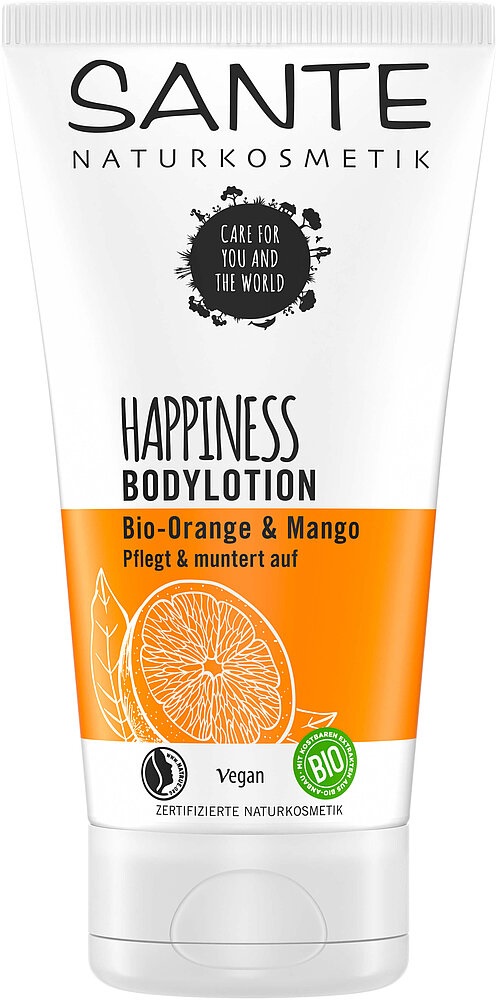 Sante Happyness Lozione Corpo Bio Arancio e Mango 150 ml - Formula Lenitiva con Fragranza Tropicale