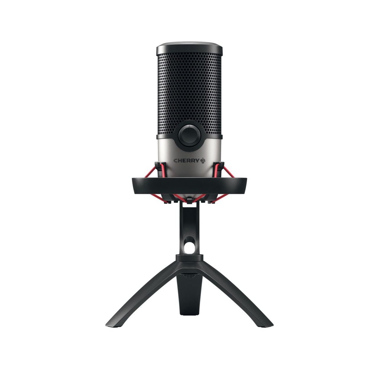 CHERRY UM 6.0 ADVANCED Microfono da Tavolo USB Cablato, 24 bit, 96 kHz, Cardioide/Omnidirezionale, Antivibrazioni, Compatibile con PC/Mac/PS4/PS5, Nero-Argento