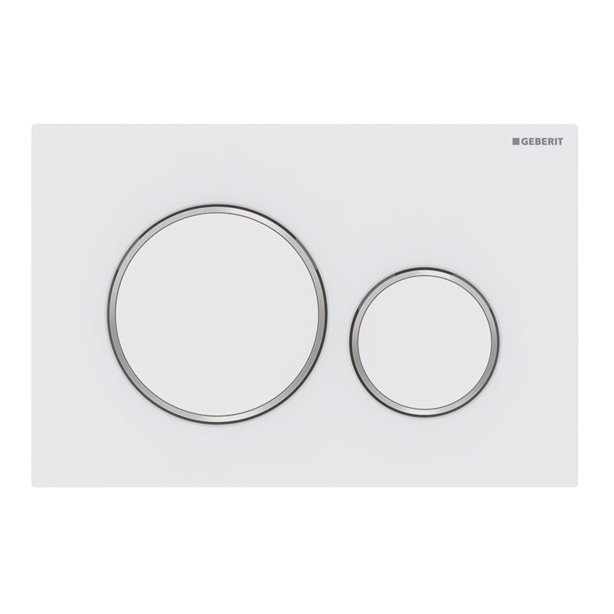 Geberit Sigma 20 Placca di Comando 115.882.JT.1 Bianco Opaco/Cromo - Doppio Tasto, Azionamento Frontale, Aste Isolate Acusticamente