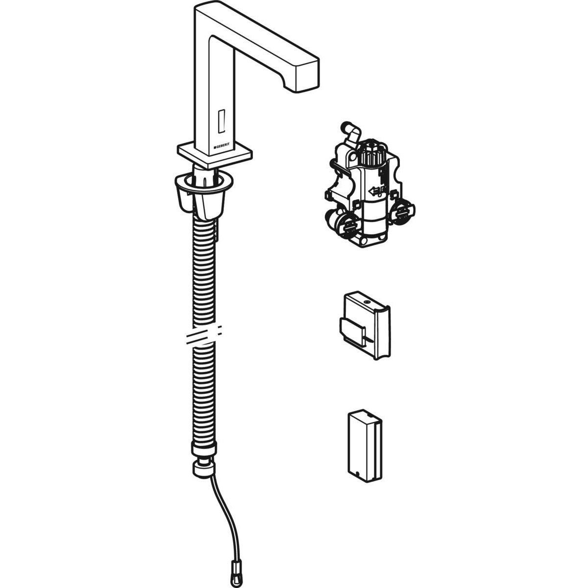 Geberit Brenta Rubinetto Lavabo Elettronico Cromo con Attivazione Touchless e Aeratore