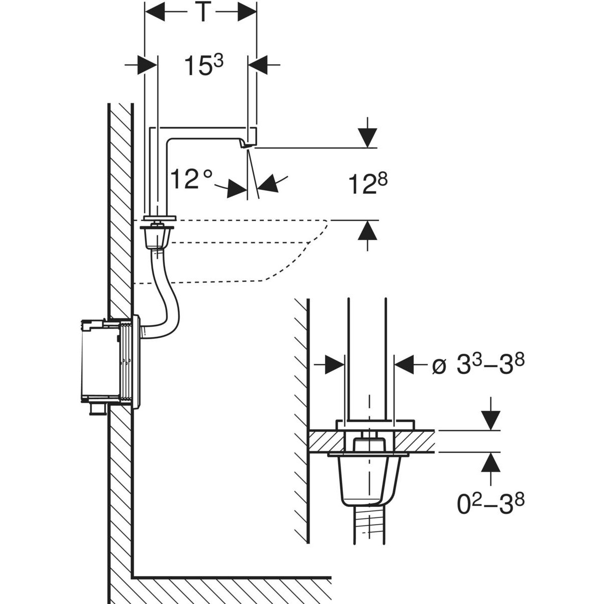 Geberit Brenta Rubinetto Lavabo Elettronico Cromo con Attivazione Touchless e Aeratore