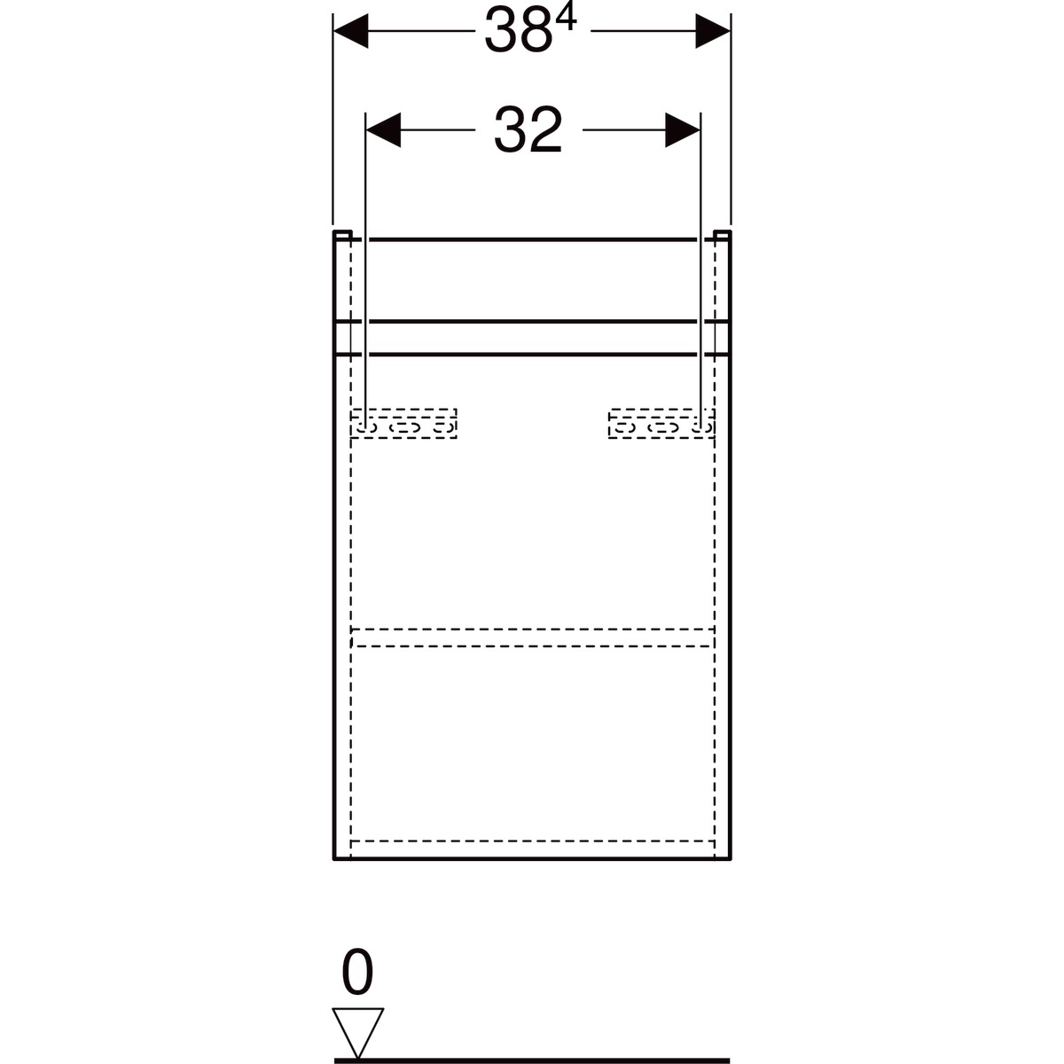 Geberit Renova Plan Mobiletto Sottolavabo Sospeso 38,4x60,5x30,8 cm con 1 Anta Soft-Close e Ripiano Regolabile