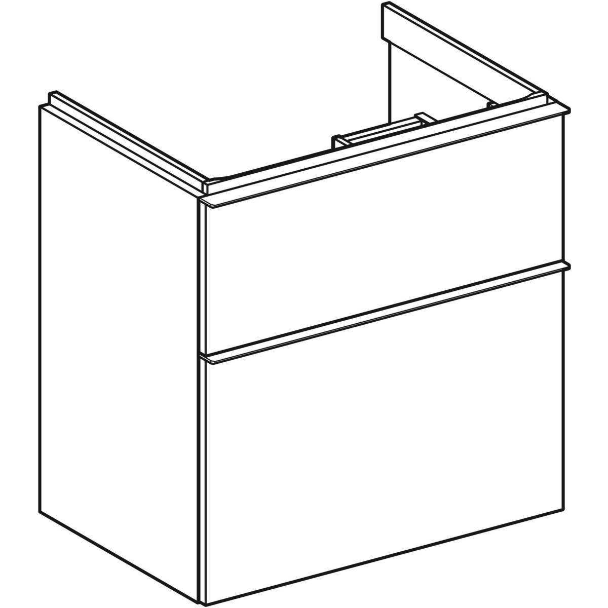 Geberit iCon Armadietto Sottolavabo Sospeso Bianco 59.2x41.6x61.5 cm con 2 Scomparti Estraibili e Chiusura Ammortizzata