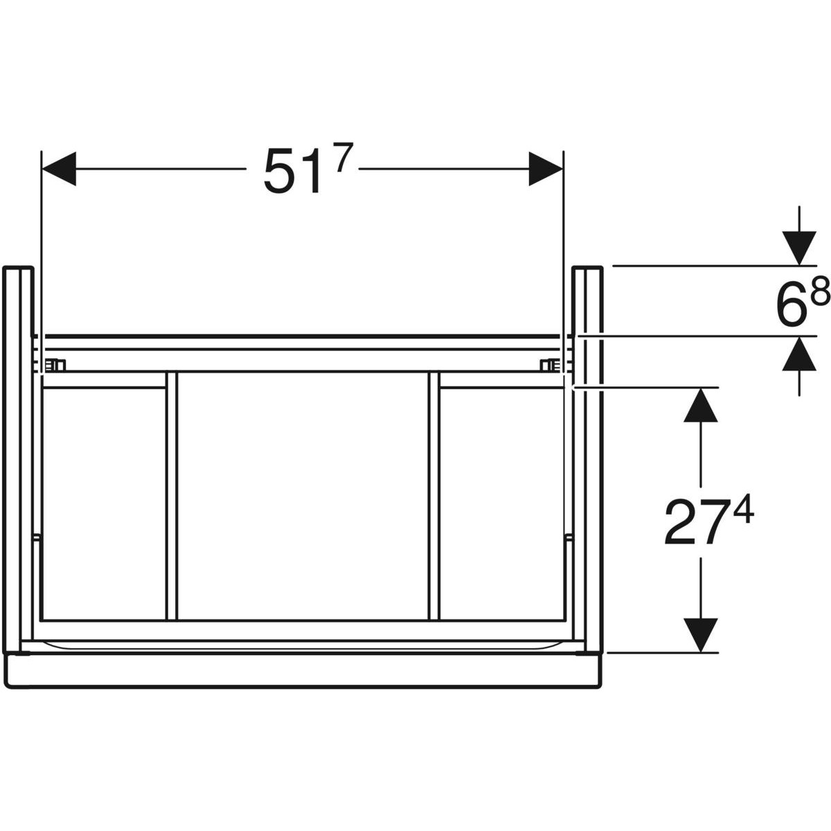 Geberit iCon Armadietto Sottolavabo Sospeso Bianco 59.2x41.6x61.5 cm con 2 Scomparti Estraibili e Chiusura Ammortizzata