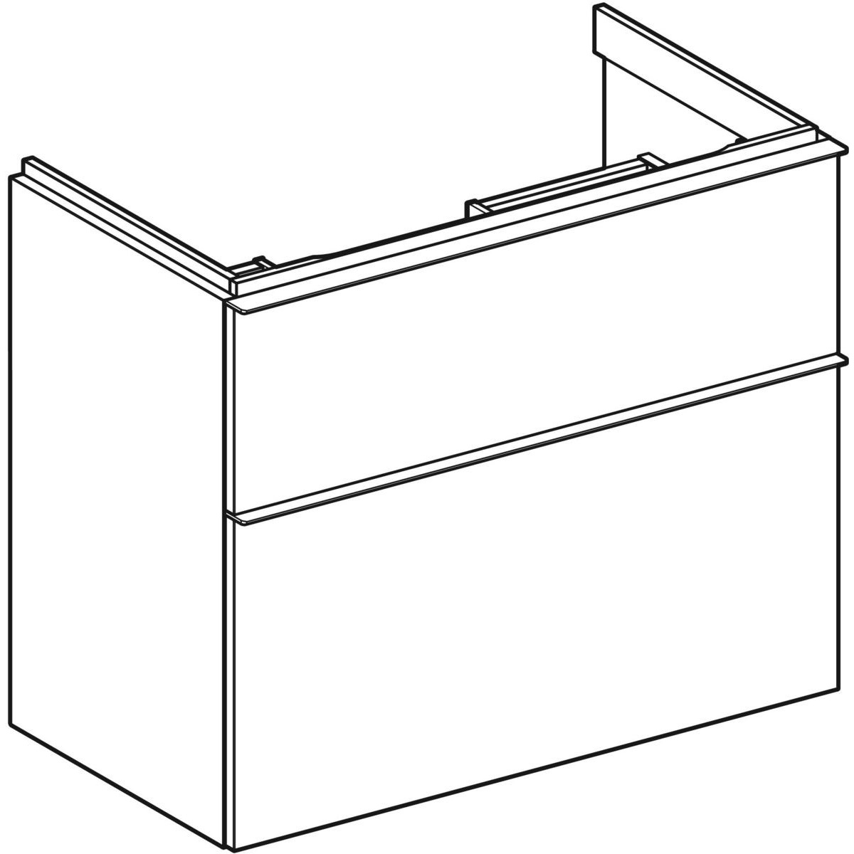 Geberit iCon Armadietto Sottolavabo Sospeso Bianco 74x41.6x61.5 cm con 2 Cassetti e Chiusura Ammortizzata