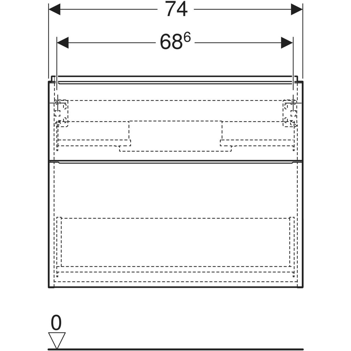 Geberit iCon Armadietto Sottolavabo Sospeso Bianco 74x41.6x61.5 cm con 2 Cassetti e Chiusura Ammortizzata