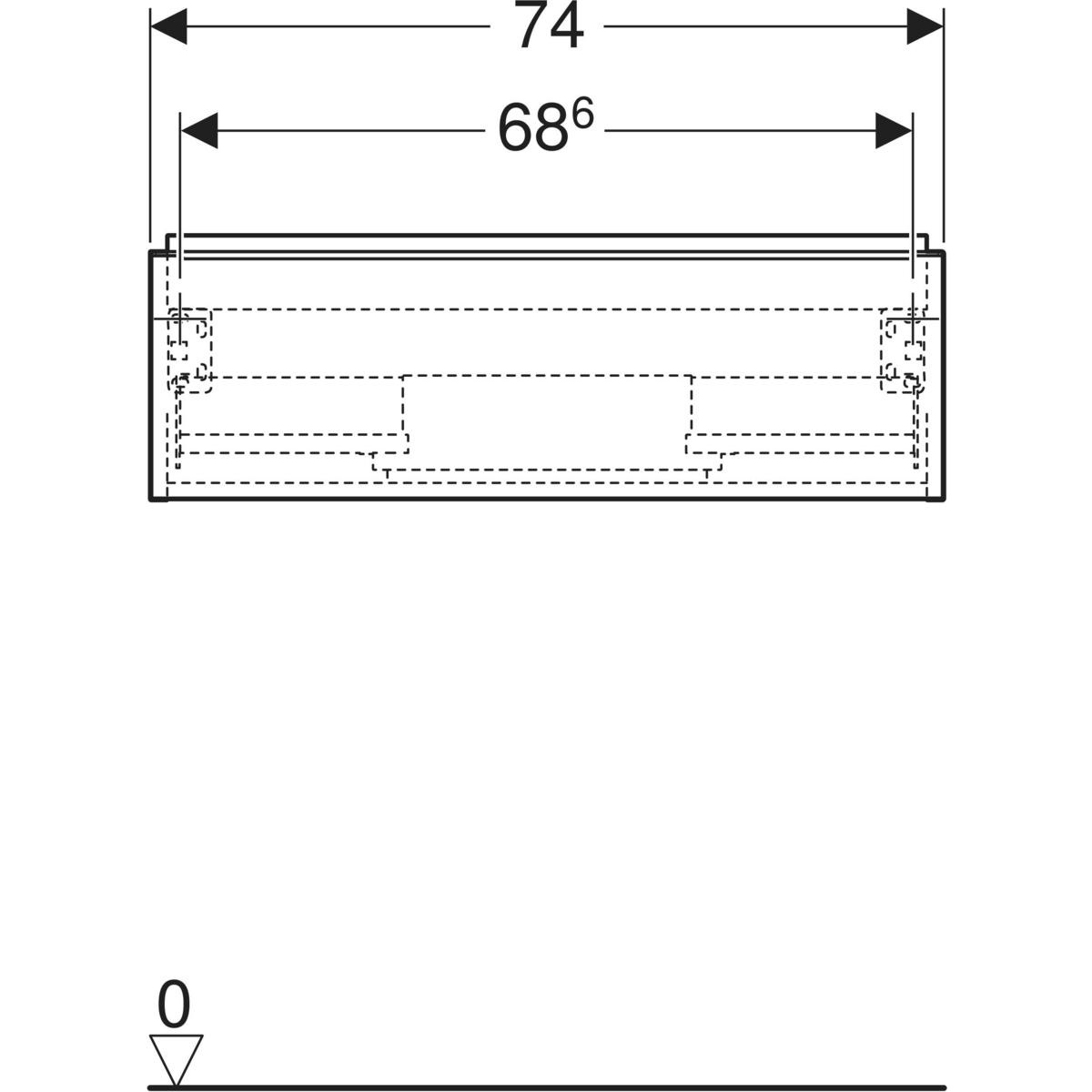 Geberit iCon Armadietto Sottolavabo Sospeso in Rovere-Lava, 74x47.6x24.7 cm, con Cassetto Ammortizzato e Maniglia Intercambiabile