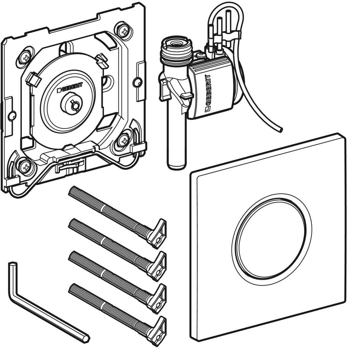 Geberit 116.011.11.5 Placca di Azionamento Cromato Lucido per Orinatoi - Attivazione Manuale con Telaio di Fissaggio