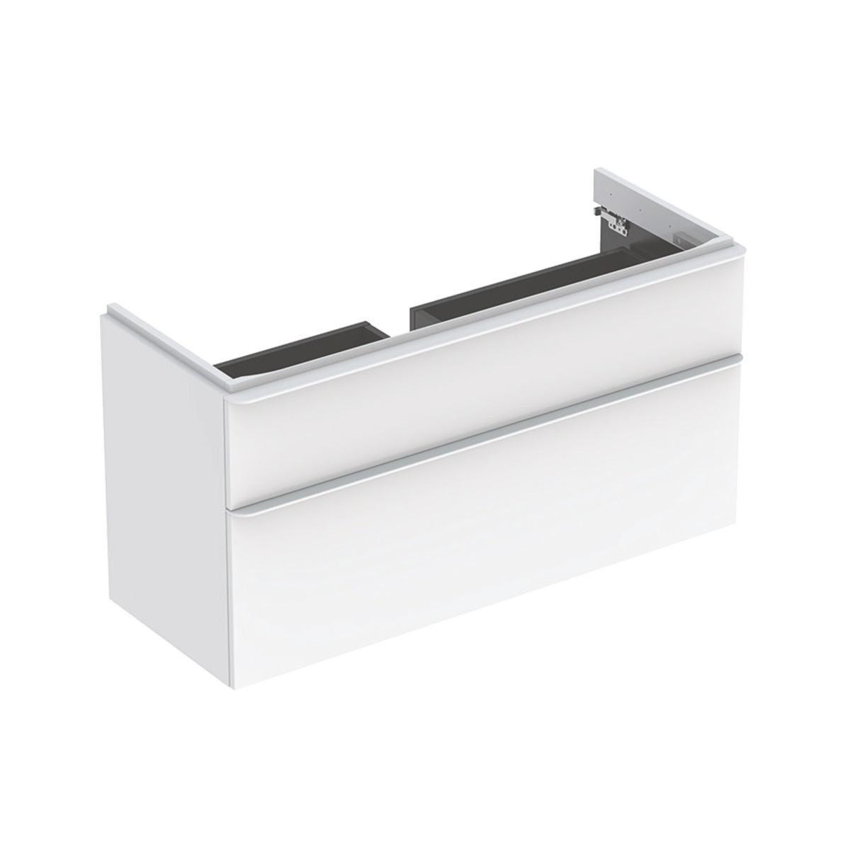 Geberit Smyle Square armadietto sottolavabo sospeso bianco con 2 scomparti estraibili e chiusura soft-close