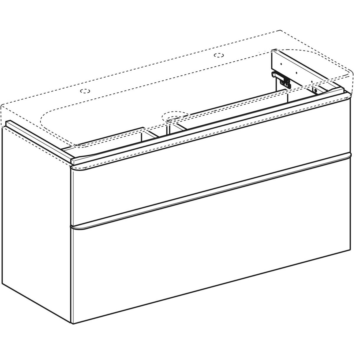 Geberit Smyle Square armadietto sottolavabo sospeso bianco con 2 scomparti estraibili e chiusura soft-close