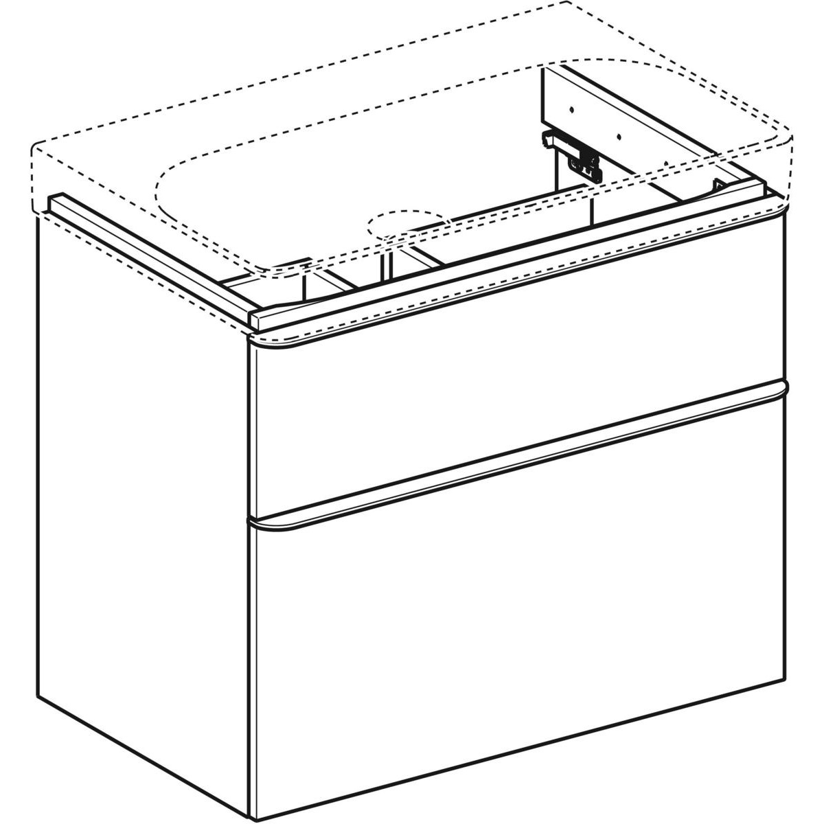 Geberit Smyle Square Armadietto Sottolavabo Sospeso Bianco 73,4x61,7x47 cm con 2 Scomparti Estraibili e Chiusura Ammortizzata