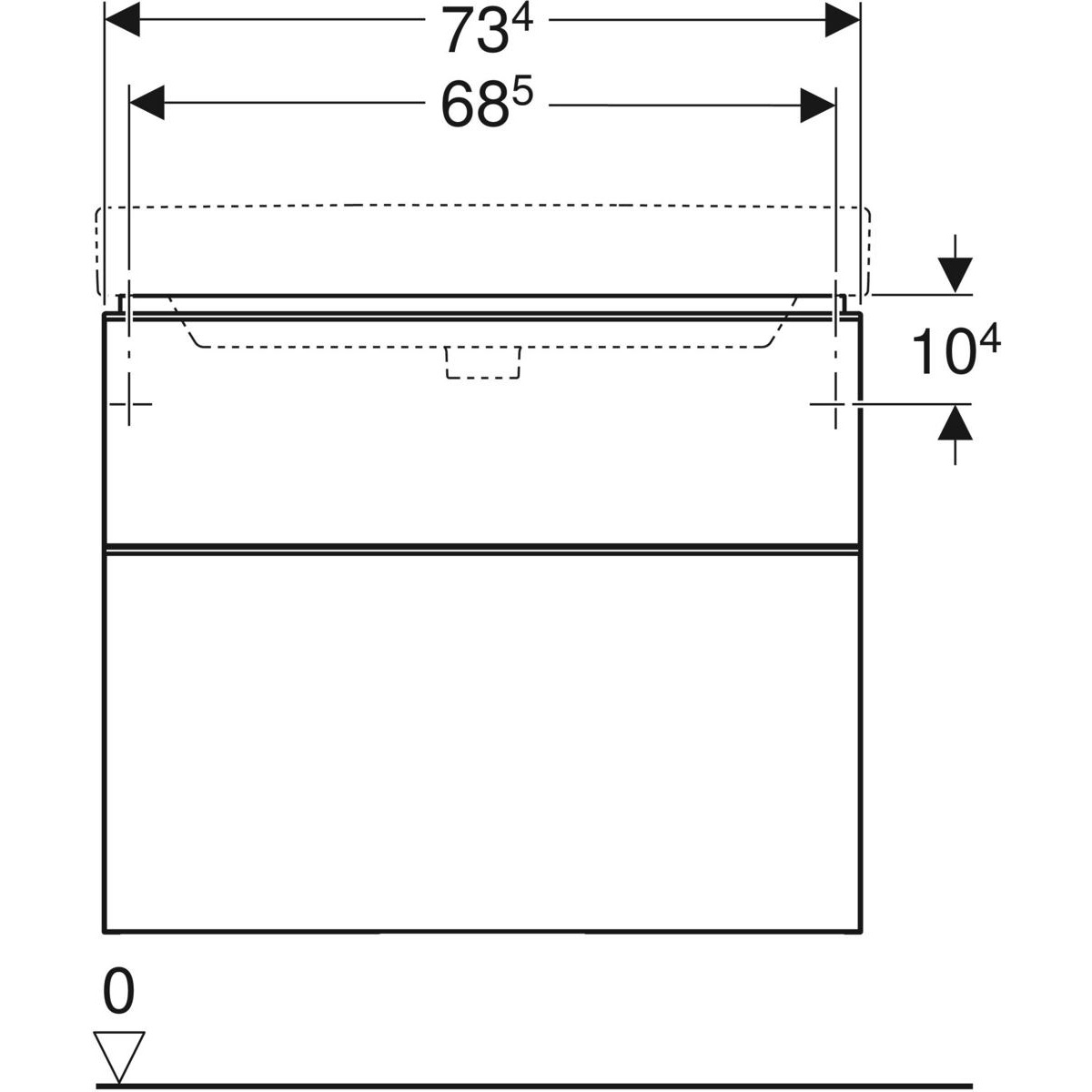 Geberit Smyle Square armadietto sottolavabo sospeso 73,4x61,7x47 cm con 2 scomparti estraibili e chiusura ammortizzata