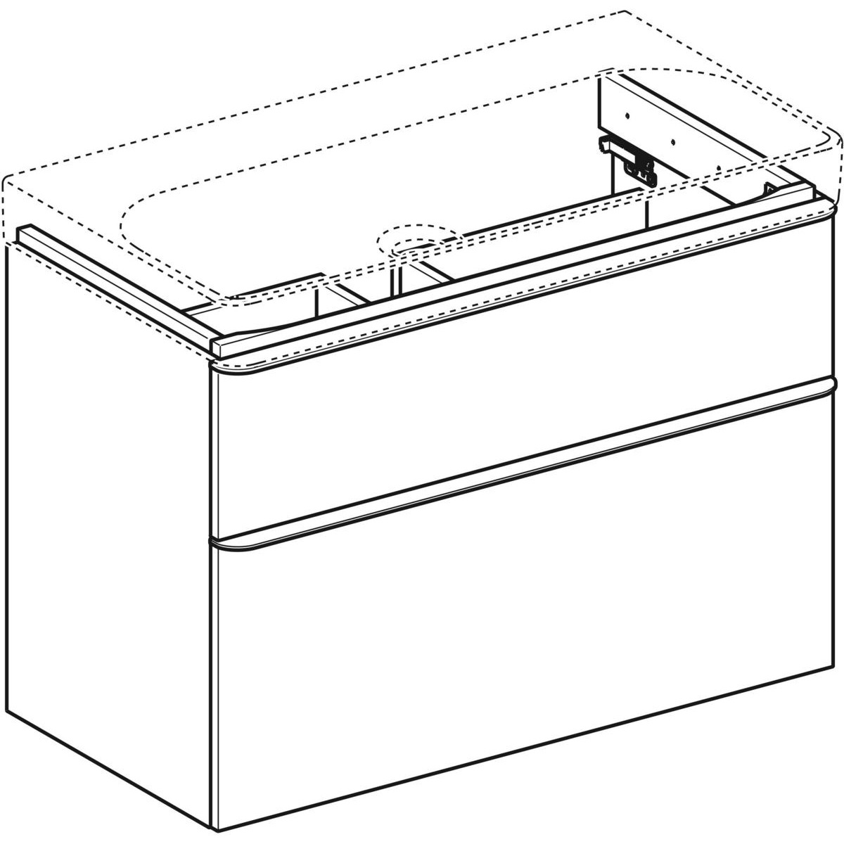 Geberit Smyle Square Armadietto Sottolavabo Sospeso Grigio 88,4x61,7x47 cm con 2 Scomparti Estraibili e Chiusura Ammortizzata