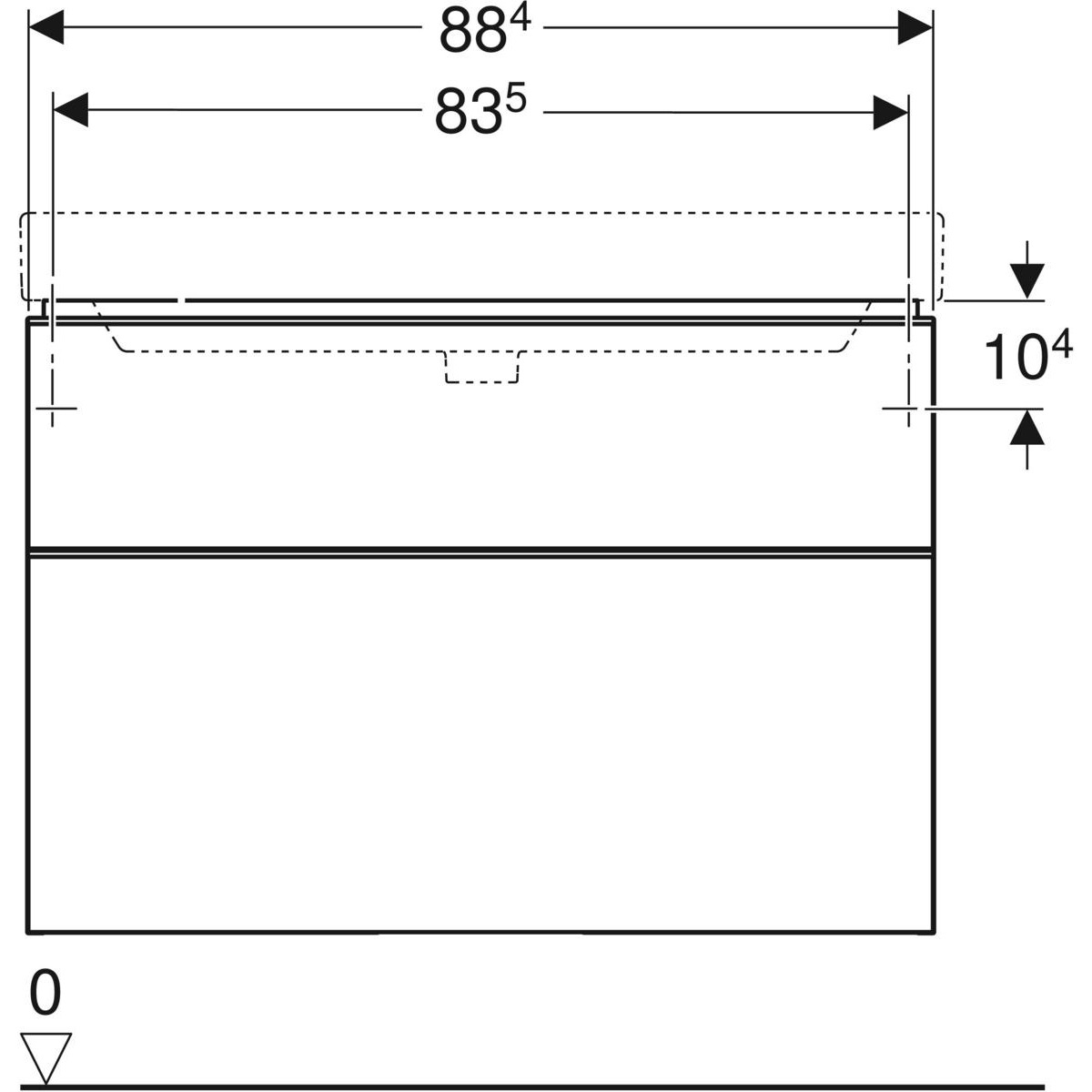 Geberit Smyle Square Armadietto Sottolavabo Sospeso Grigio 88,4x61,7x47 cm con 2 Scomparti Estraibili e Chiusura Ammortizzata